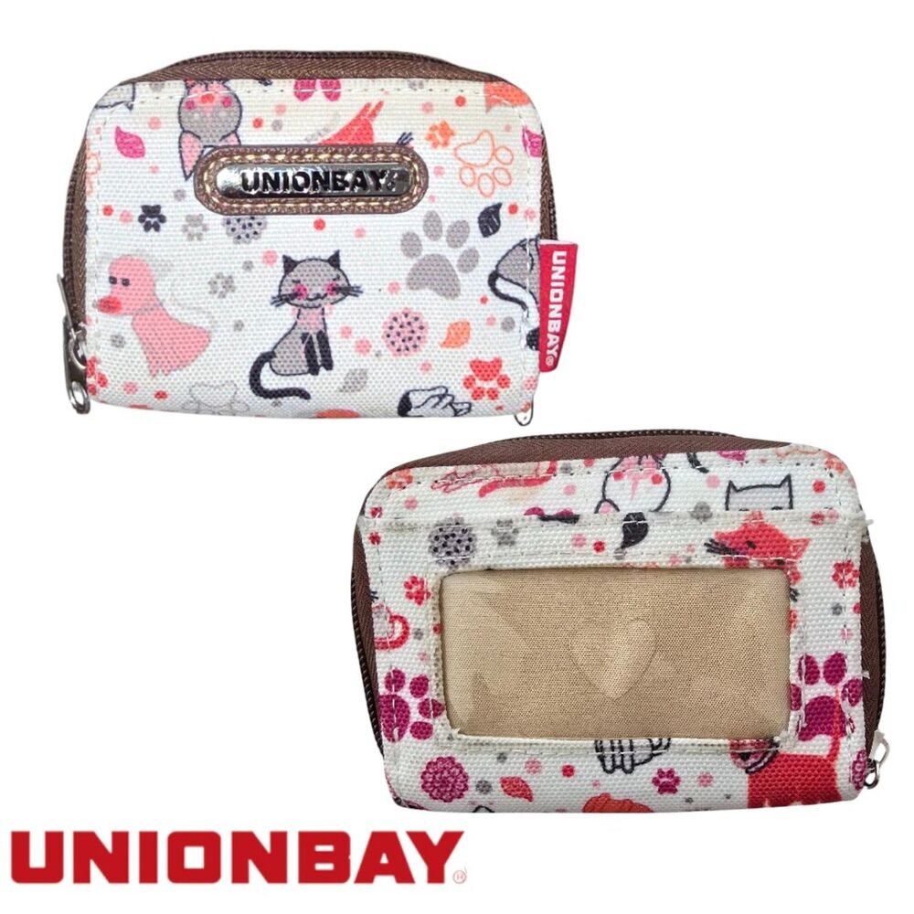 UNIONBAY Cat Print Mini Wallet Zip Around EUC